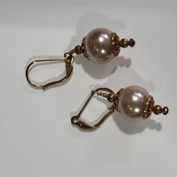 Natural Shell & Simulated Pearl Pink & Brown Necklace Bracelet Earring Set - Picture 7 of 9